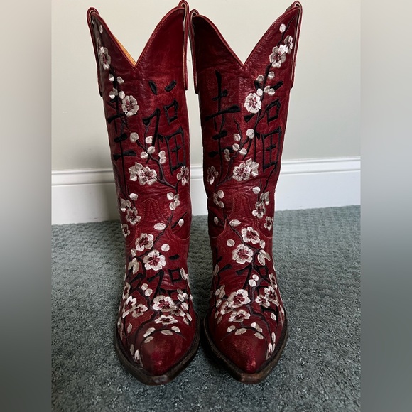 Old Gringo 7 B Cherry Blossom Red Western Cowboy Cowgirl Boots Valentines Gift - Picture 5 of 12